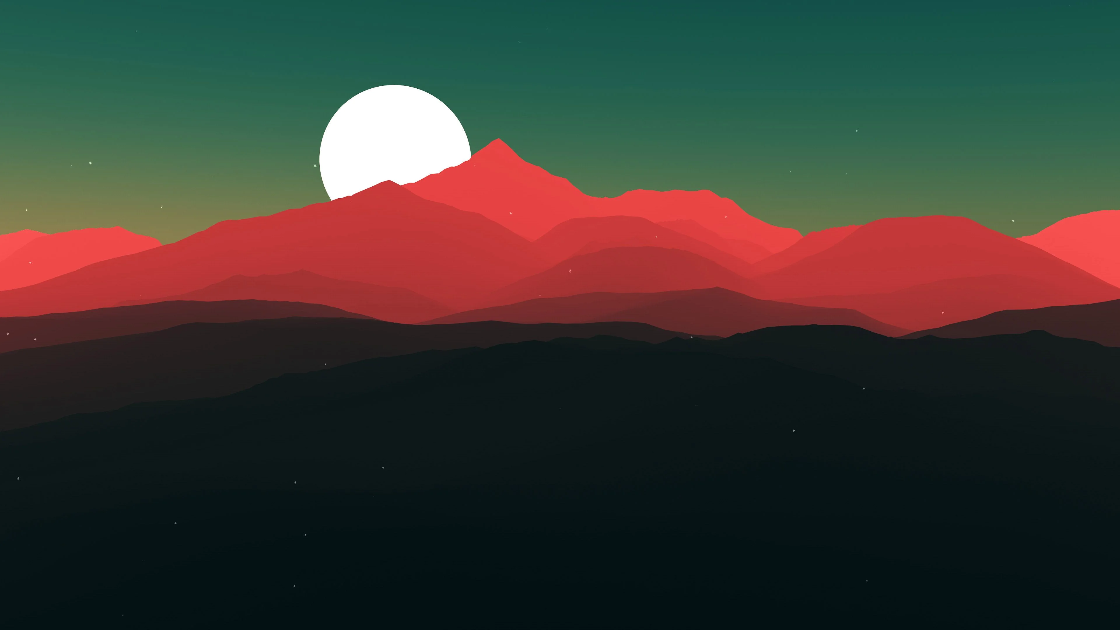 hình nền đẹp cute cảnh núi đỏ hoàng hôn phong cách flat design