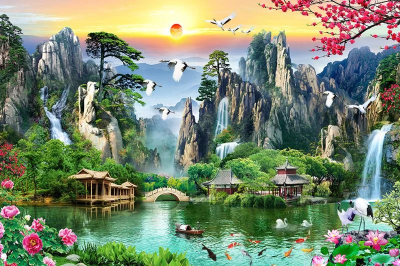 Tranh dán tường sơn thủy hữu tình cho không gian sống