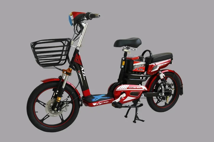 Mẫu xe đạp điện màu đỏ đen thiết kế nhỏ gọn