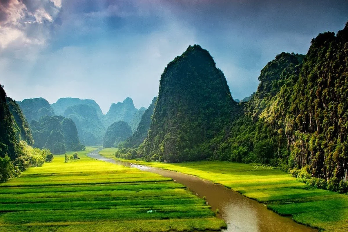 Vẻ đẹp hùng vĩ của thung lũng lúa chín dưới chân núi trong chuyến du lịch khám phá