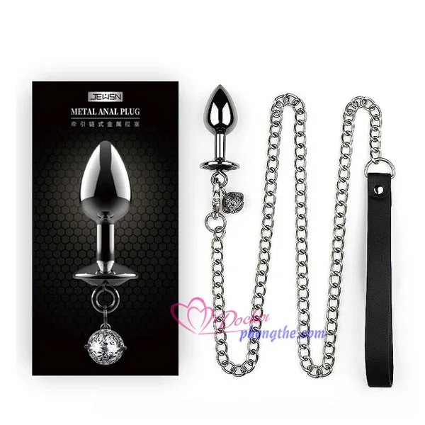 Butt Plug Phích cắm hậu môn Inox có chuông và dây xích - Ảnh 4