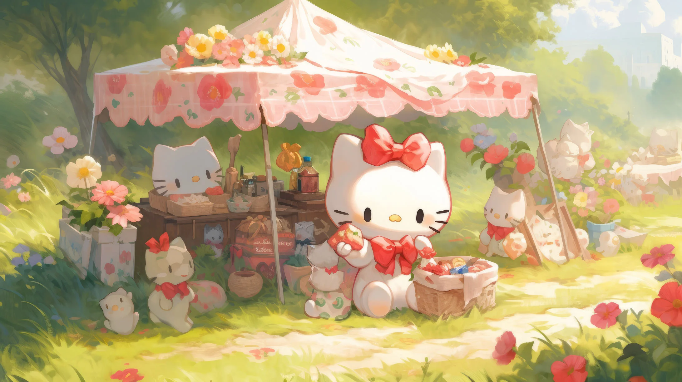 Hình nền Hello Kitty ngọt ngào cho các bạn nữ