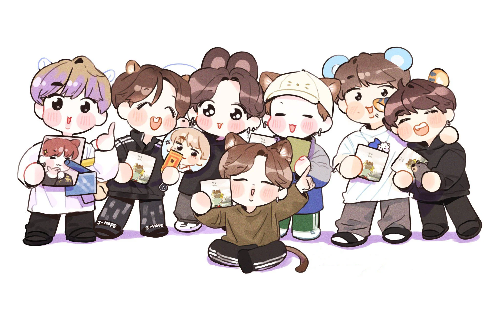 Hình nền máy tính nhóm BTS chibi cute